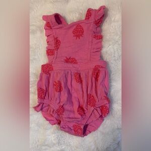 Baby Cat & Jack Pink Strawberry Romper 0–3 Months Ruffle Summer Outfit